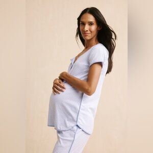 LAKE Pima Maternity Short-Long Set in Hydrangea
